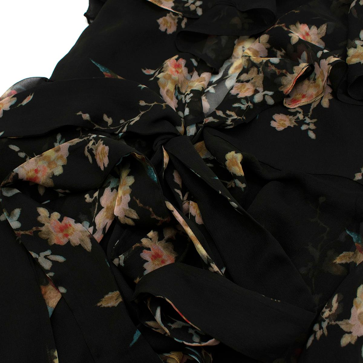Women's Zimmermann Maples Black Floral Silk Playsuit - Size XS For Sale