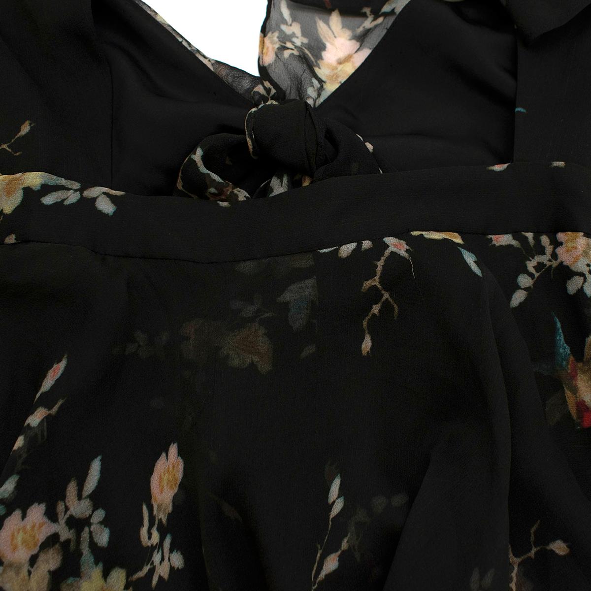 Zimmermann Maples Black Floral Silk Playsuit - Size XS For Sale 2