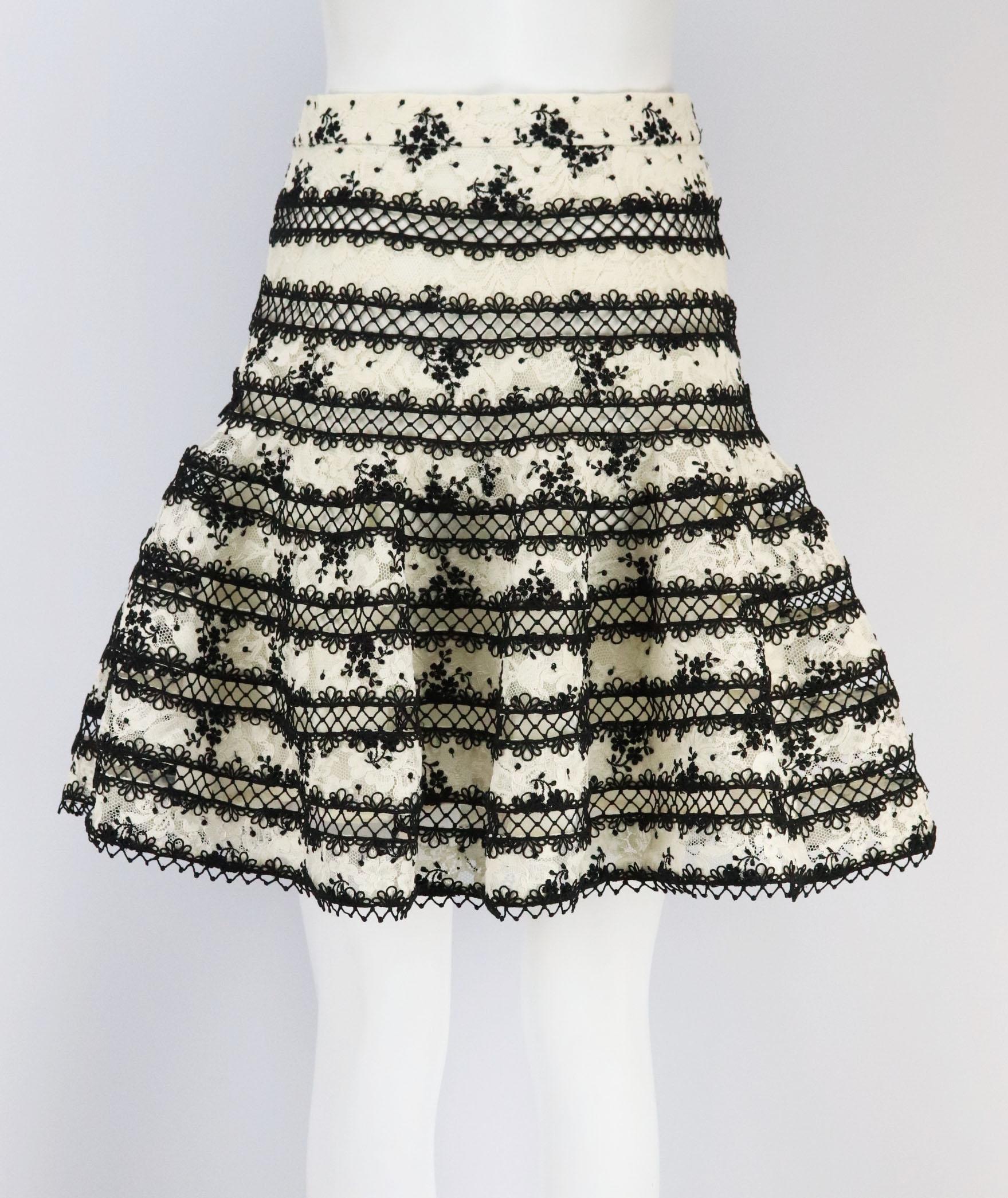 Beige Zimmermann Master Embroidered Lace Mini Skirt UK 10