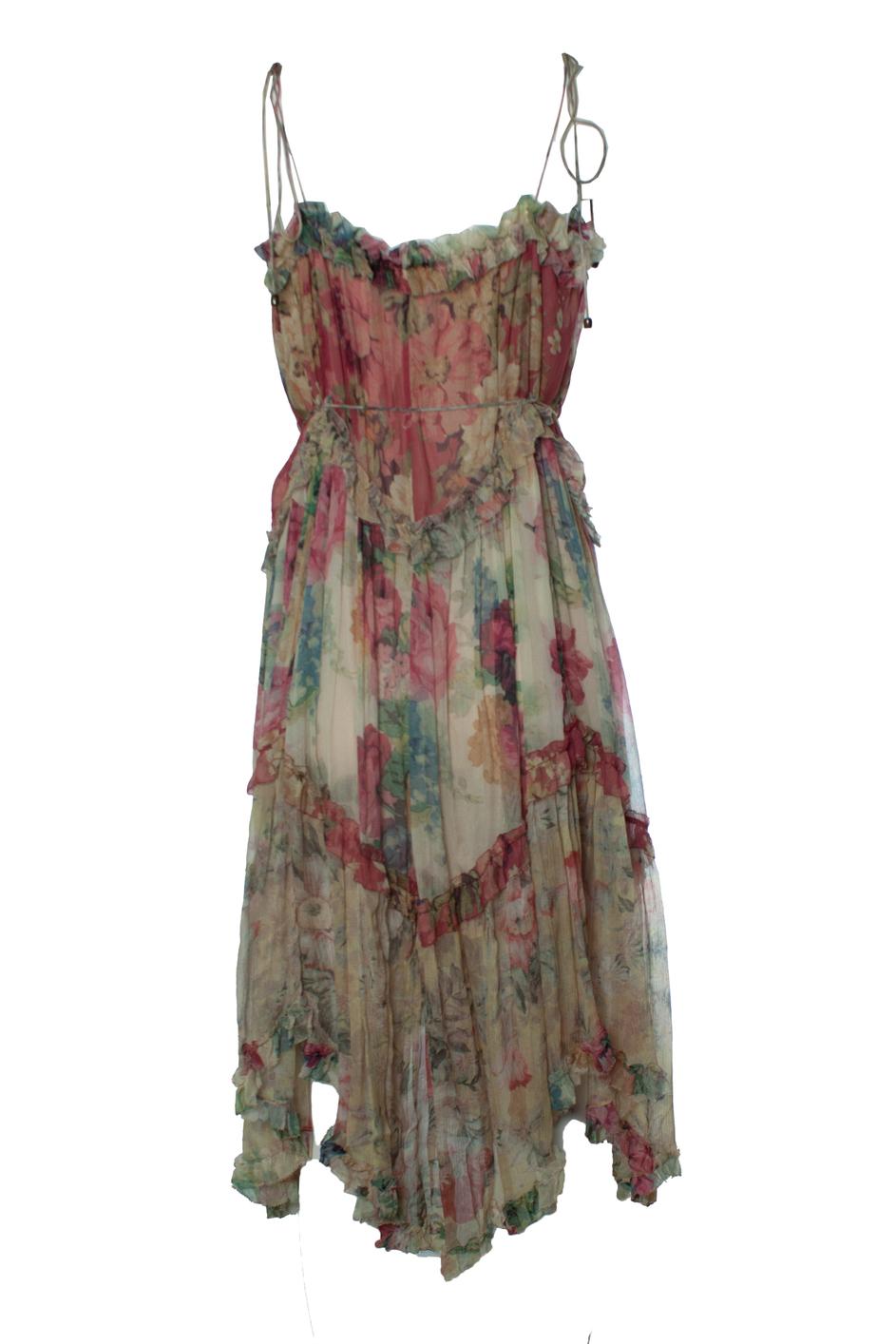Grigio Zimmermann, Vestito floreale fluttuante Melody in rosso in vendita