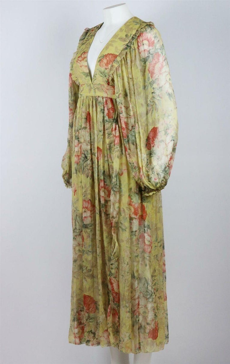 Zimmermann Melody Floral Print Silk Crepon Maxi Dress at 1stDibs