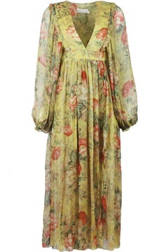 Zimmermann Melody Floral Print Silk Crepon Maxi Dress