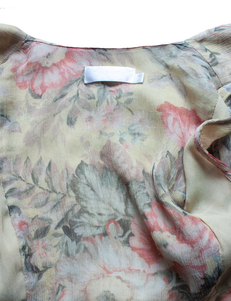 Zimmermann, Vestido envolvente floral mostaza Melody 1