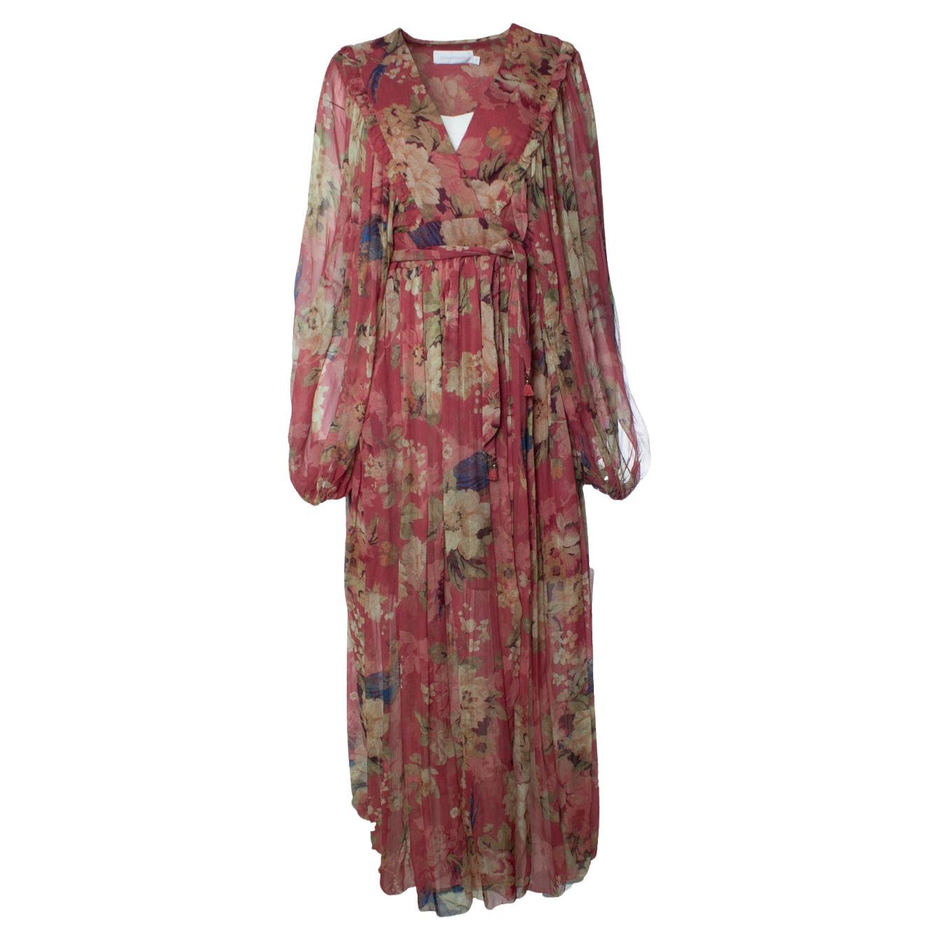 Zimmermann, Melody red floral wrap dress For Sale