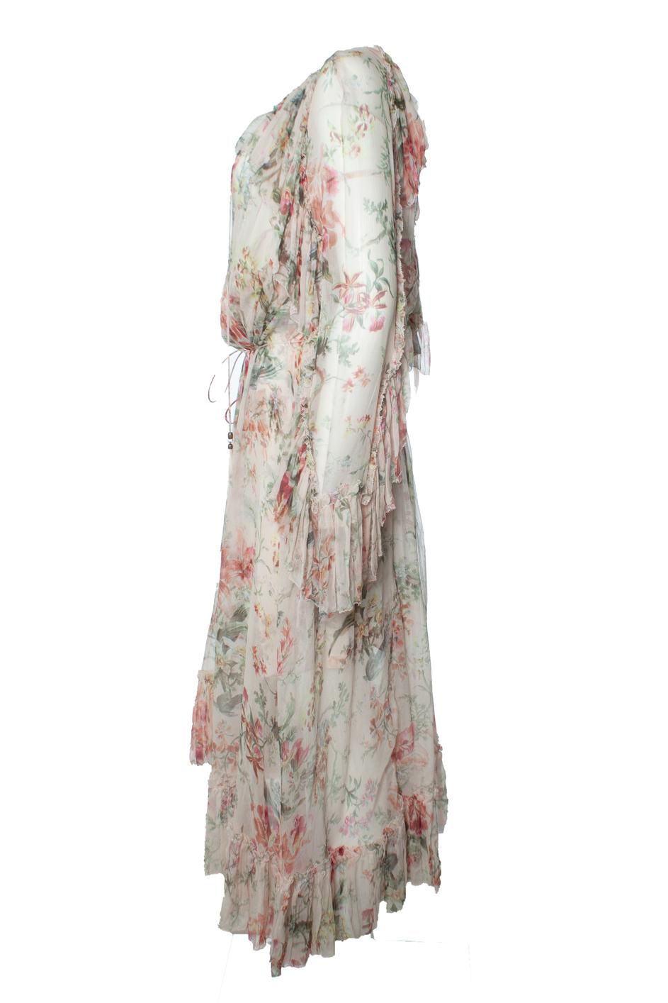 Zimmermann, mercer floating maxi dress in pink In New Condition For Sale In AMSTERDAM, NL