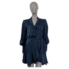 ZIMMERMANN midnight blue silk ESPIONAGE MINI WRAP Dress 0 XS