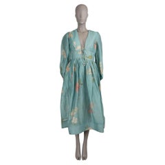ZIMMERMANN mint green linen & silk 2025 ILLUMINATE DRAWN BILLOW MIDI Dress 0 XS