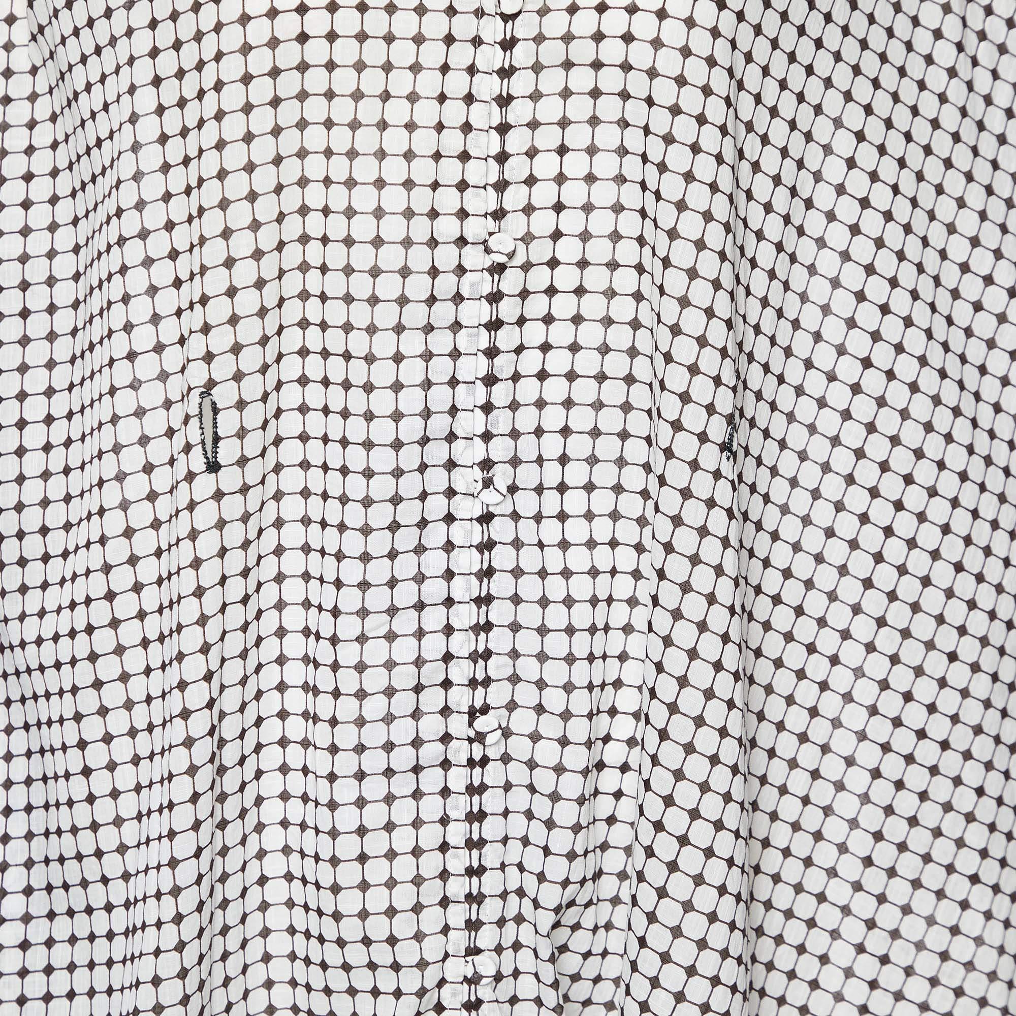 Gray Zimmermann Monochrome Checked Cotton Kaftan Dress M