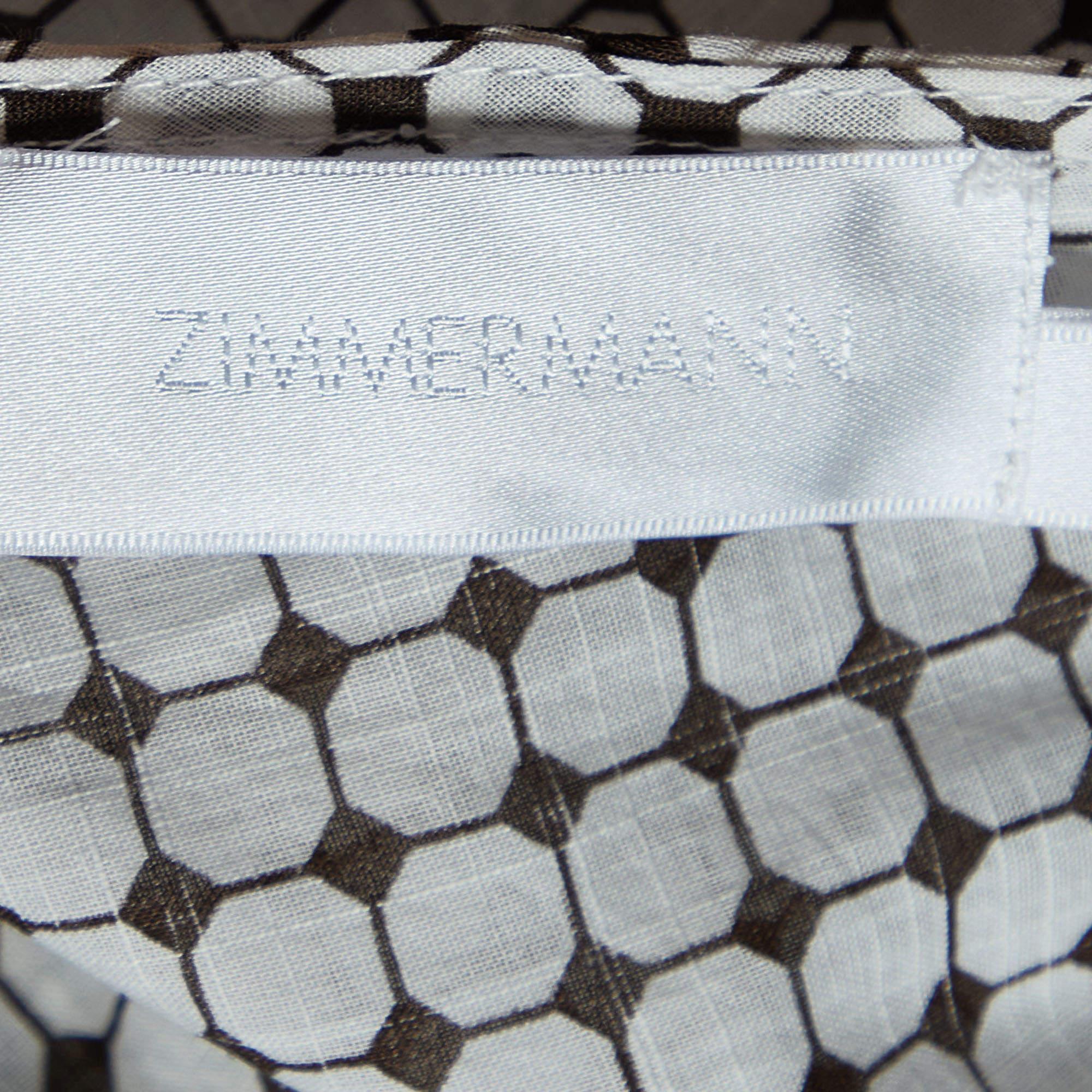 Zimmermann Monochrome Checked Cotton Kaftan Dress M In Good Condition In Dubai, Al Qouz 2