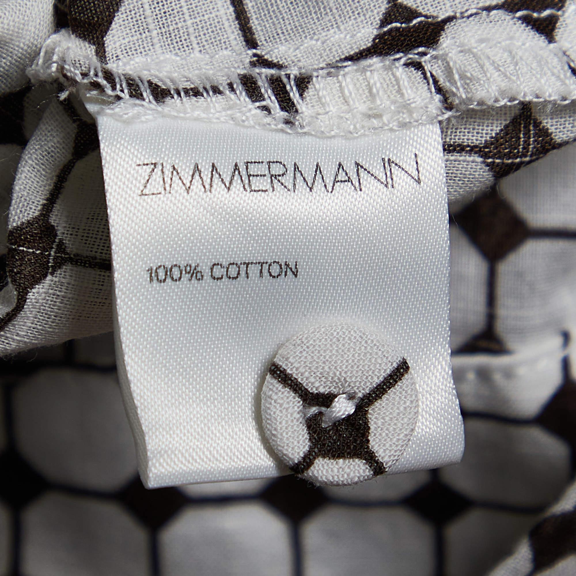 Women's Zimmermann Monochrome Checked Cotton Kaftan Dress M