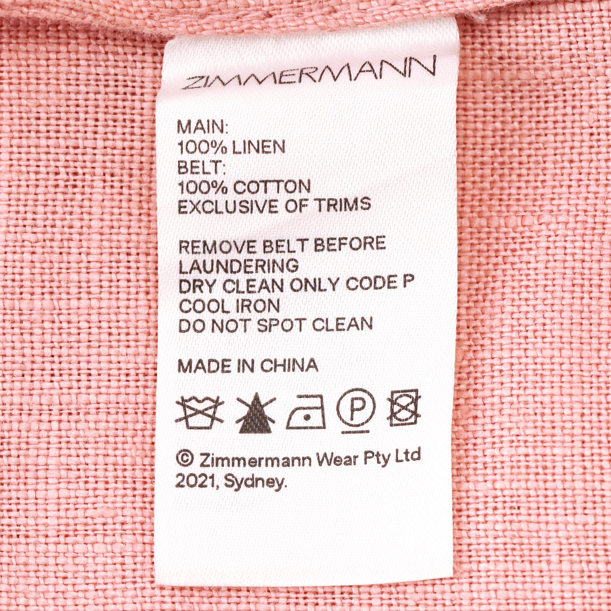 Zimmermann - Tuta in lino con cintura e gamba larga in vendita 4