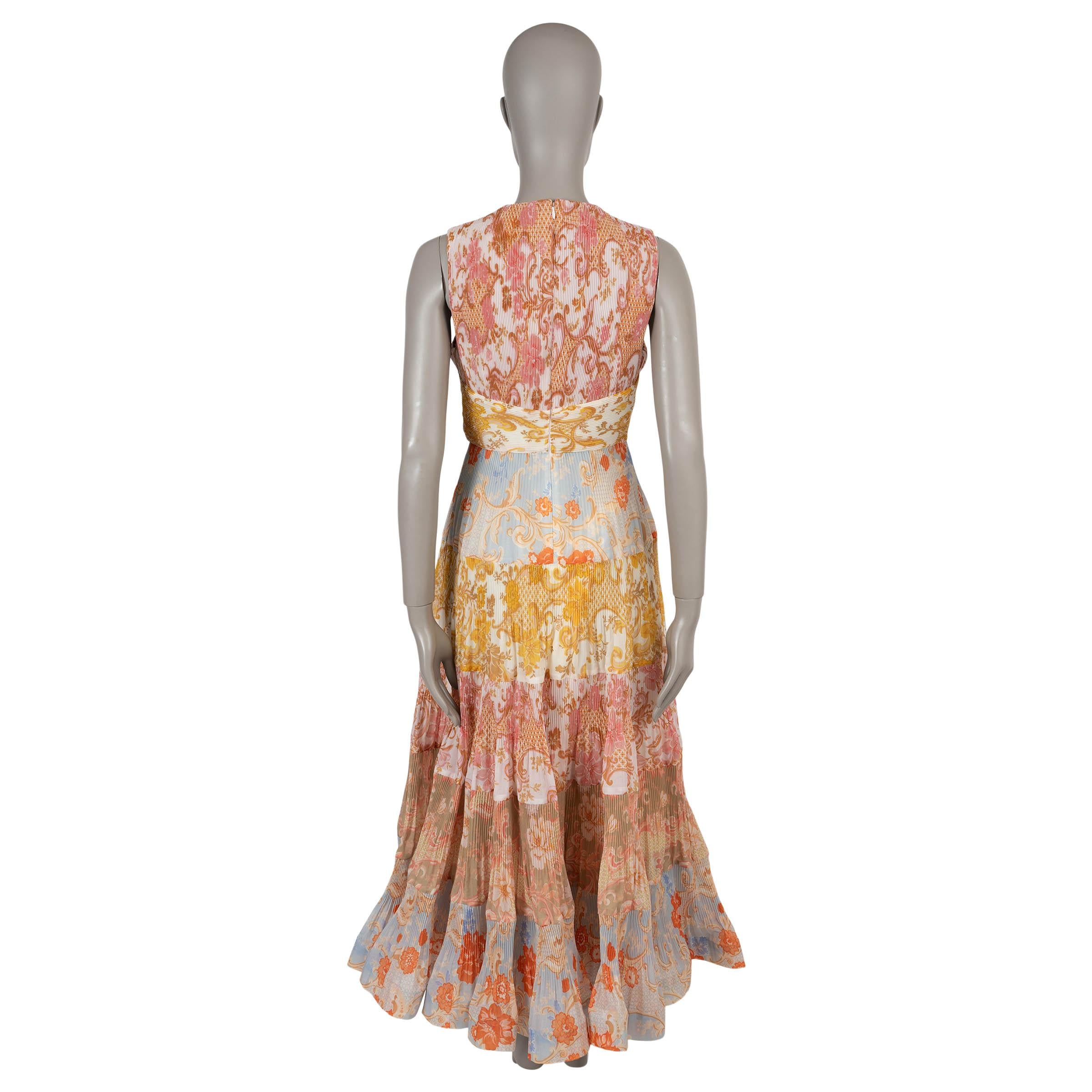ZIMMERMANN multi 2022 POSTAL PLISSE ORGANZA MIDI Vestido 1 S Marrón en venta