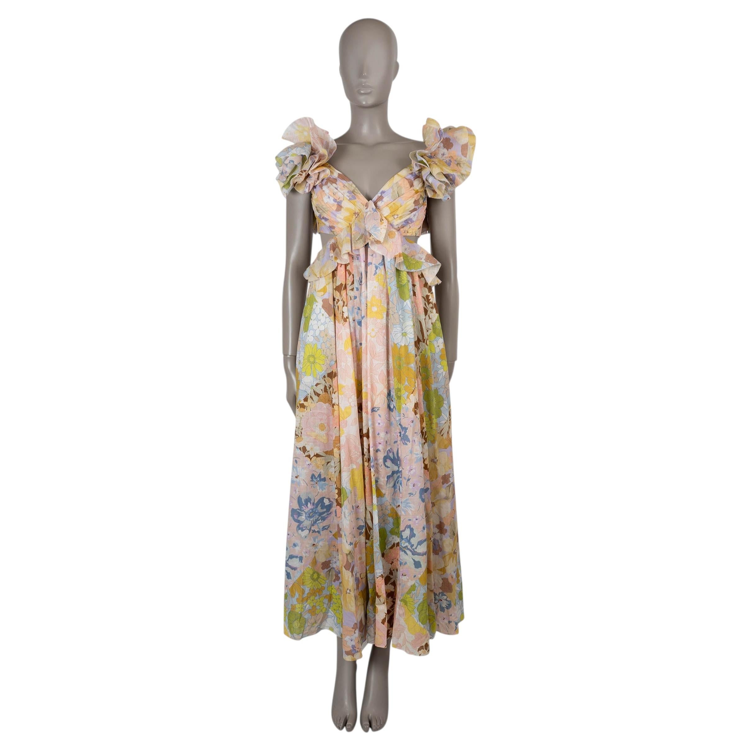 ZIMMERMANN multi cotton 2024 POP RUFFLE PATCH FLORAL MAXI Dress 0 XS