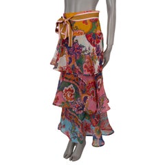 ZIMMERMANN multi cotton & silk 2021 LOVESTRUCK PAISLEY FLOUNCE MAXI Skirt 1 XS
