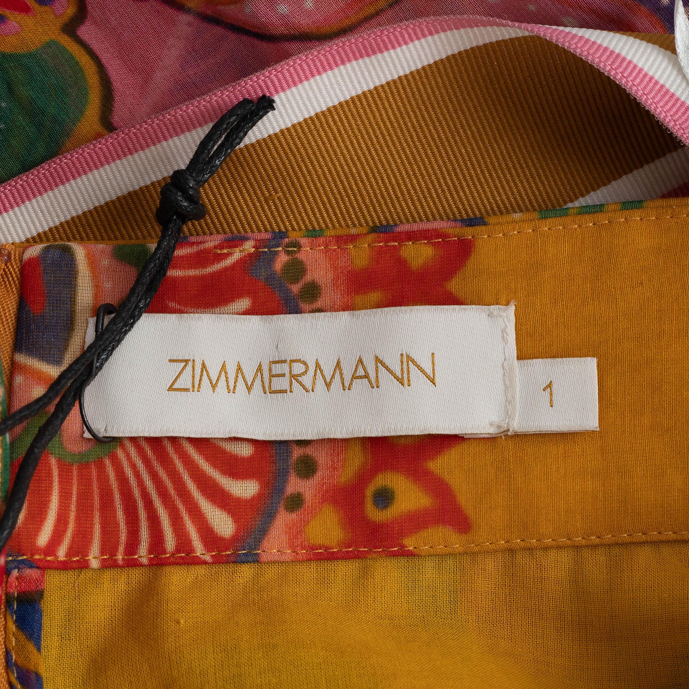 ZIMMERMANN multi cotton & silk 2021 LOVESTRUCK PAISLEY FLOUNCE MAXI Skirt 1 XS Damen im Angebot