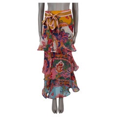 ZIMMERMANN multi cotton & silk 2021 LOVESTRUCK PAISLEY FLOUNCE MAXI Skirt 1 XS