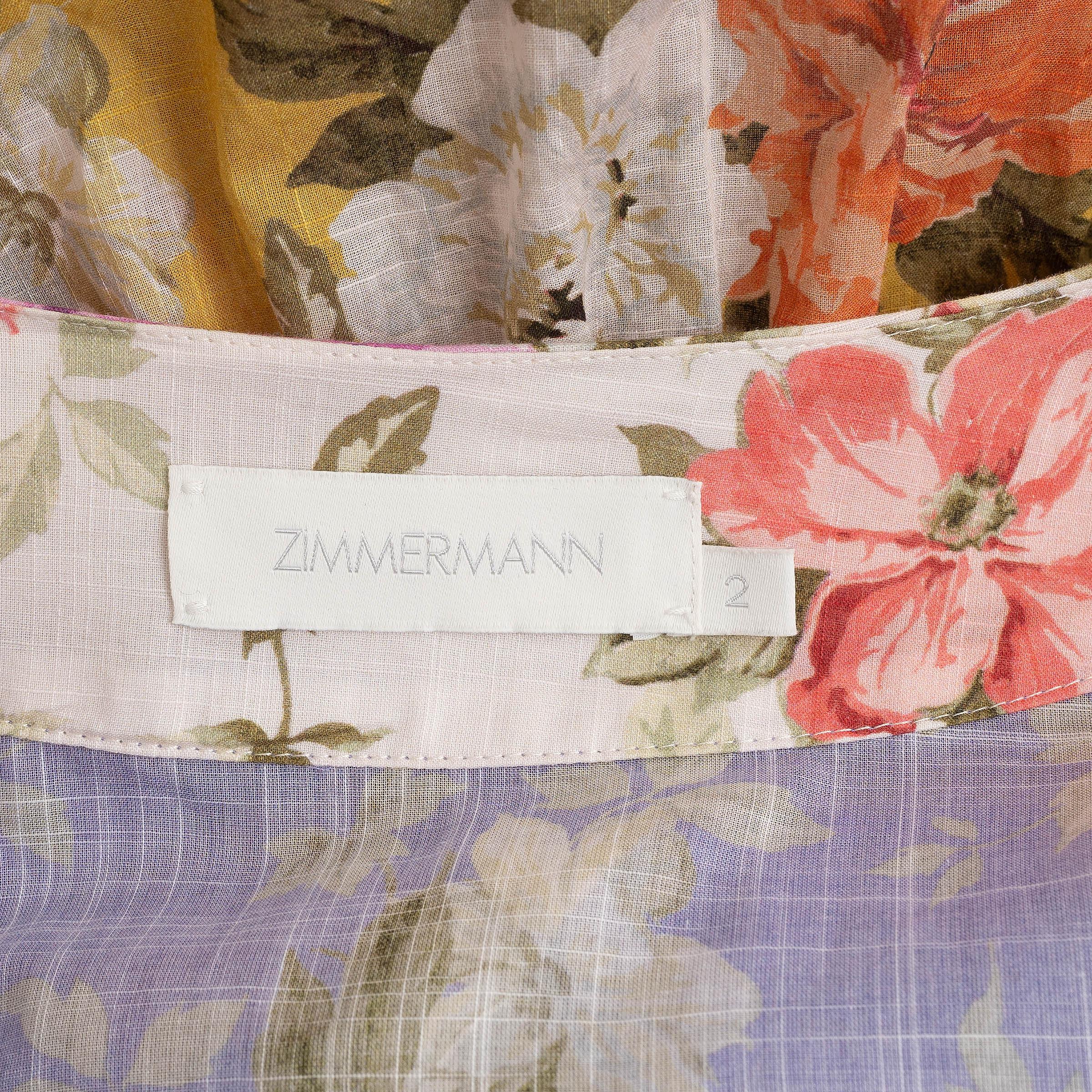 Donna Zimmermann in cotone multicolore 2022 PATTIE FLORAL GAUZE MINI WRAP Abito 2 M in vendita