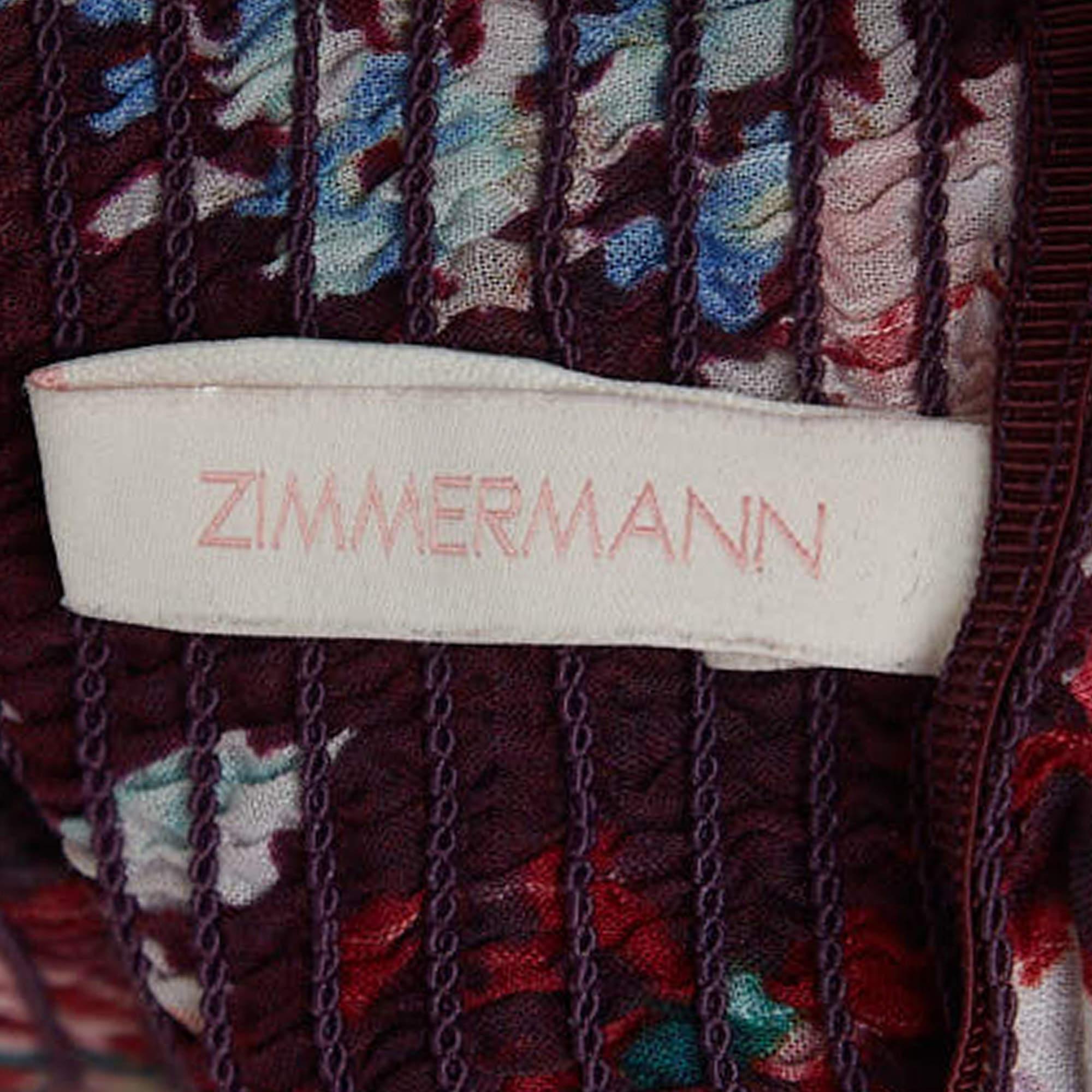 Zimmermann Multicolor Floral Print Cotton Tiered Dress (10 Yrs) In Excellent Condition For Sale In Dubai, Al Qouz 2