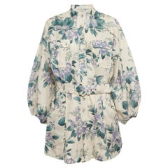 Zimmermann Mehrfarbiger Leinen- Playsuit mit Blumendruck L