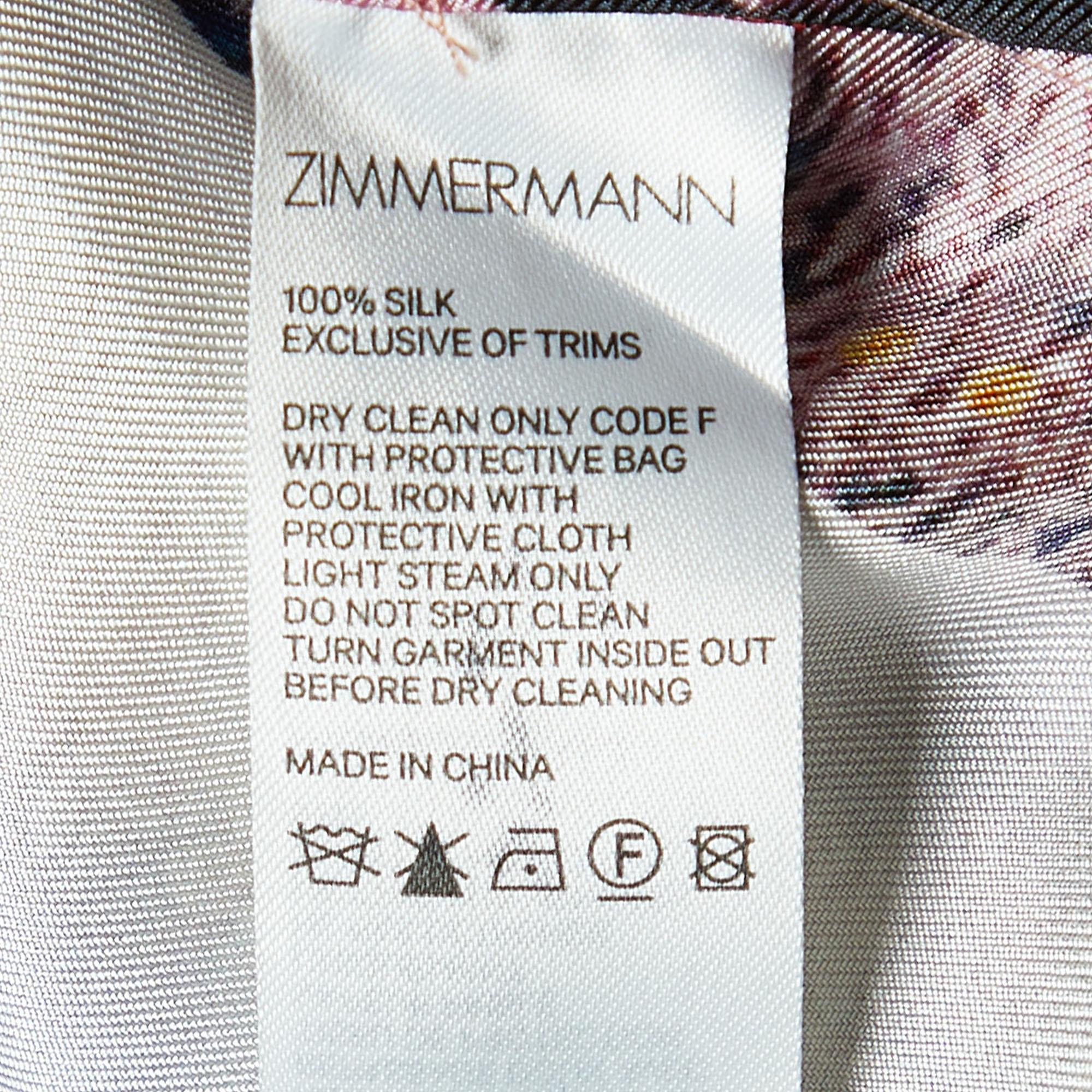 Women's Zimmermann Multicolor Poster Print Silk Wavelength Pleated Mini Dress M
