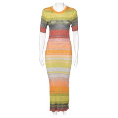 Zimmermann Multicolored Brightside Striped Rib Knit Midi Dress M