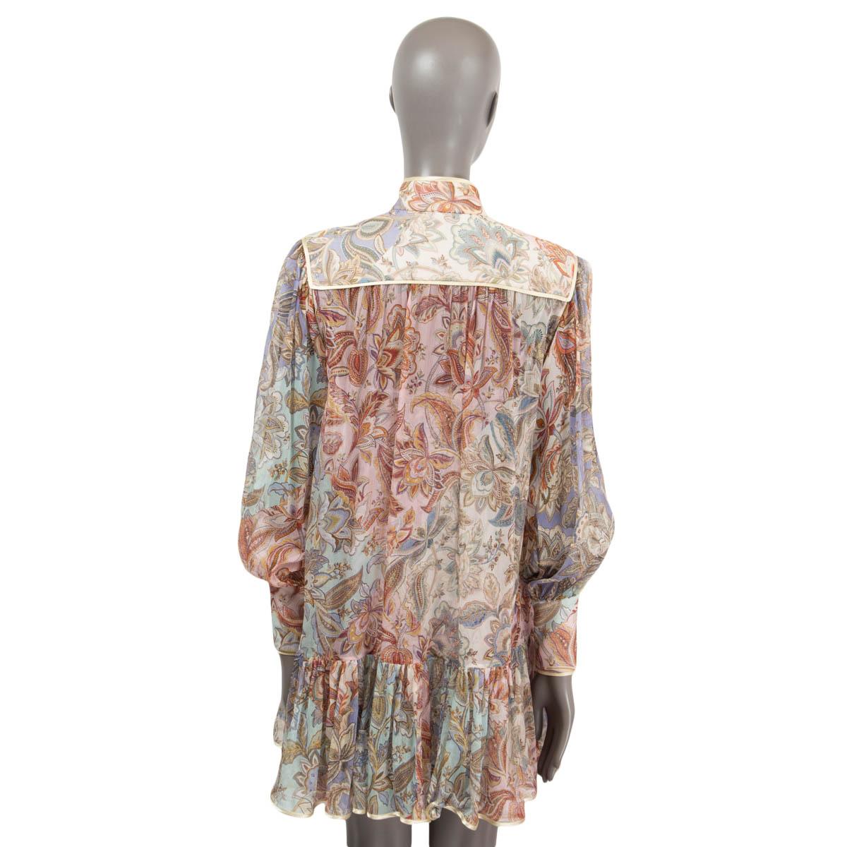 ZIMMERMANN multicolored silk LUCKY BOUND FLORAL PAISLEY MINI Dress 0 XXS In Excellent Condition In Zürich, CH