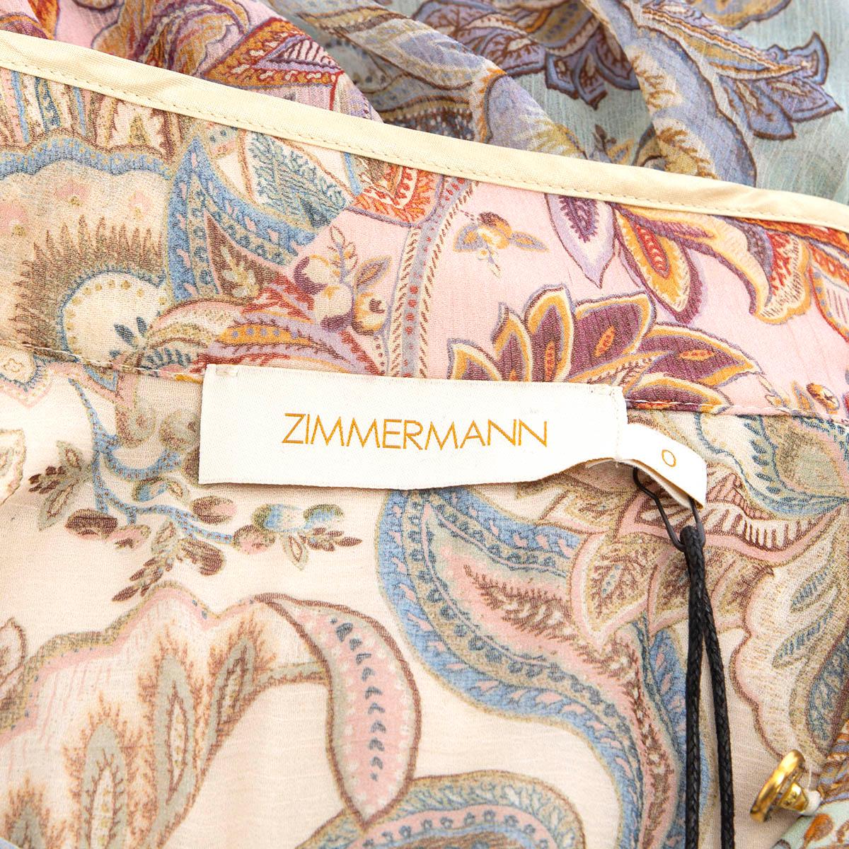 ZIMMERMANN multicolored silk LUCKY BOUND FLORAL PAISLEY MINI Dress 0 XXS 1