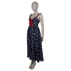 ZIMMERMANN navy blue linen 2025 SCARBOROUGH EYELET POLKA DOT Dress 0 XS