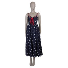 ZIMMERMANN navy blue linen 2025 SCARBOROUGH EYELET POLKA DOT Dress 0 XS