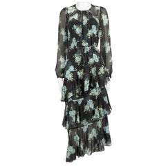 Zimmermann Navy Silk Floral Midi Dress Size M