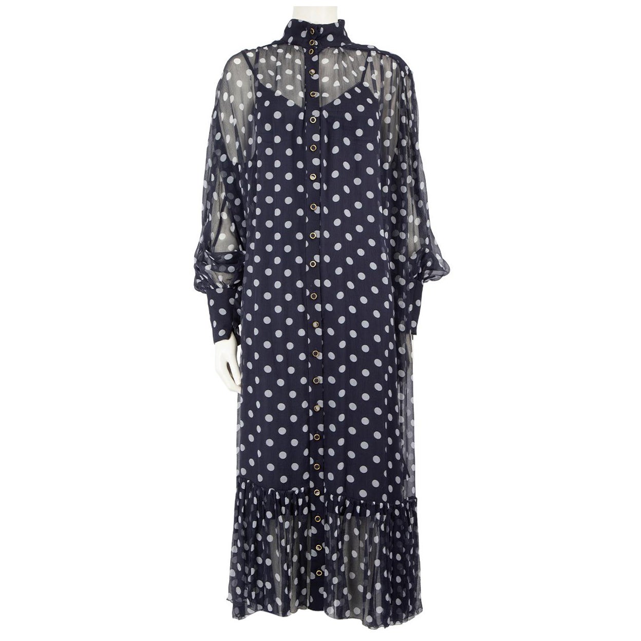 Zimmermann Navy Silk Polka Dot Dress Size M