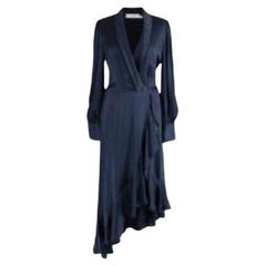 Zimmermann Navy Silk Wrap Midi Dress