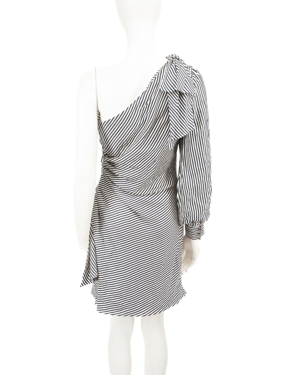 Gray Zimmermann Navy Striped One Sleeve Mini Dress Size M