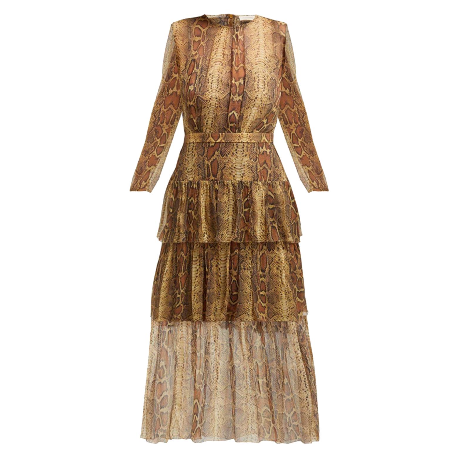 Zimmermann Ninety Six Tiered Printed Silk Georgette Midi Dress