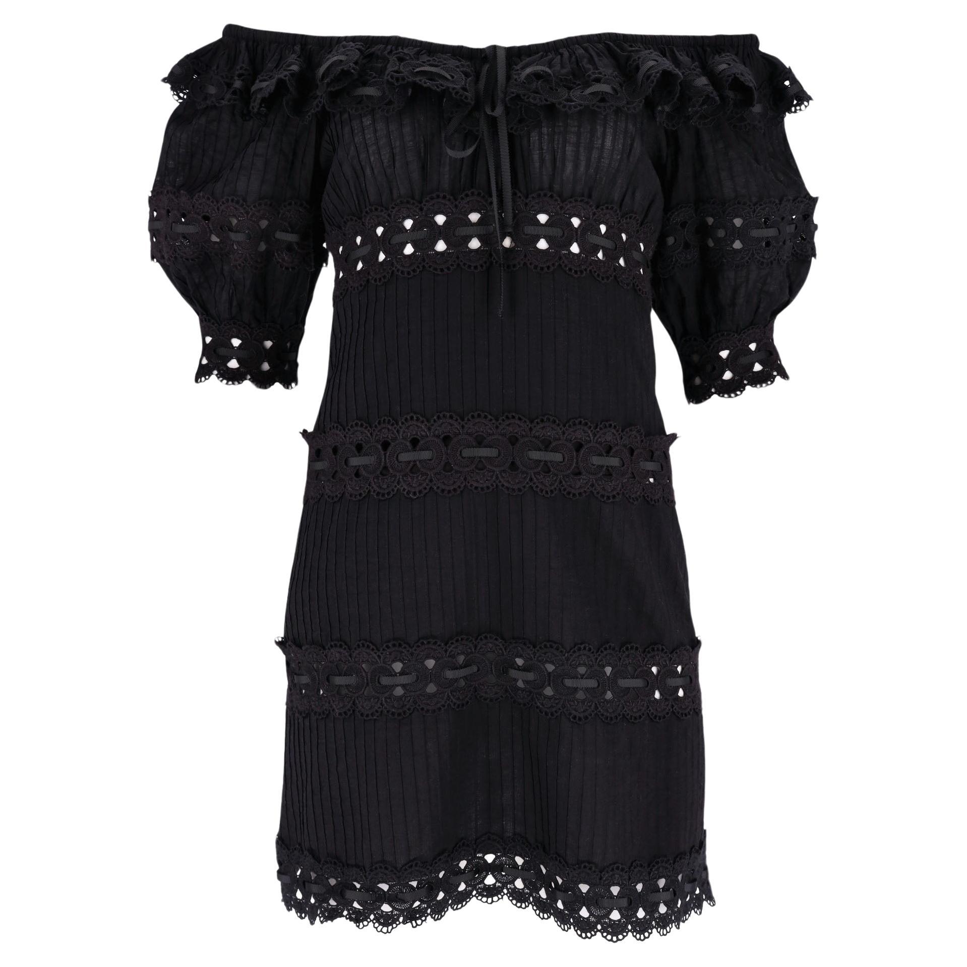 Zimmermann Off-Shoulder Lace Detailed Cotton Dress