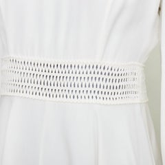 ZIMMERMANN off white viscose lattice waistband puff sleeve peasant dress Sz.1 S