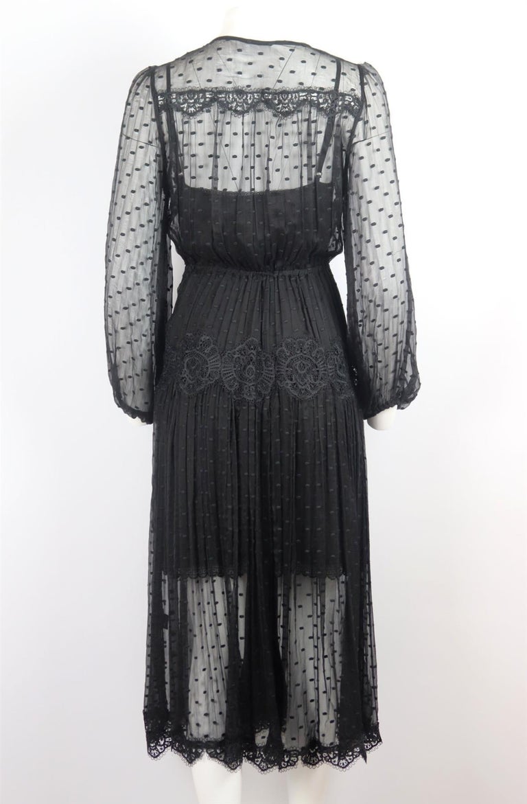 Zimmermann Oleander Lace Trimmed Swiss Dot Silk Midi Dress UK