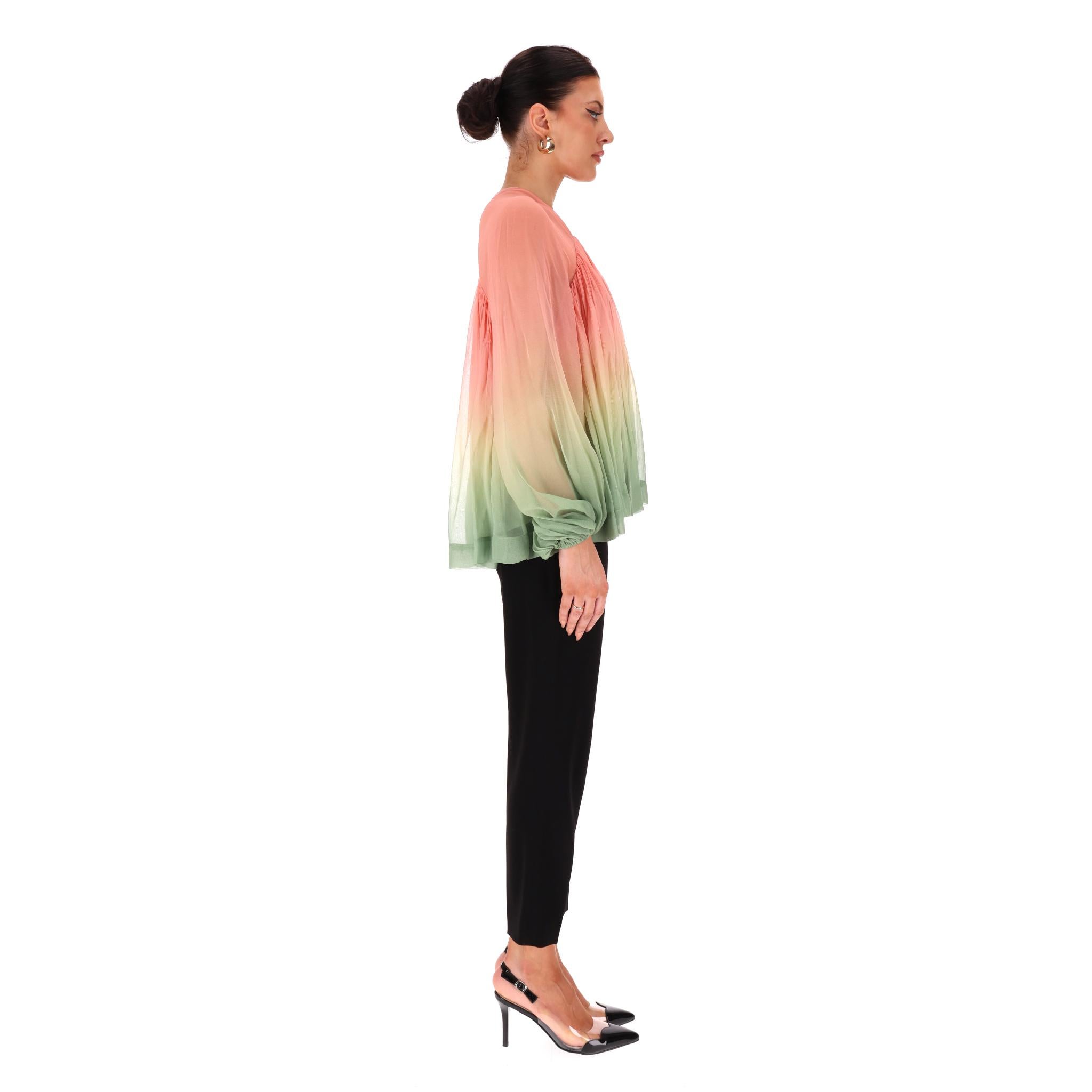 Beige Zimmermann - Top in chiffon con arricciature e sfumature in vendita