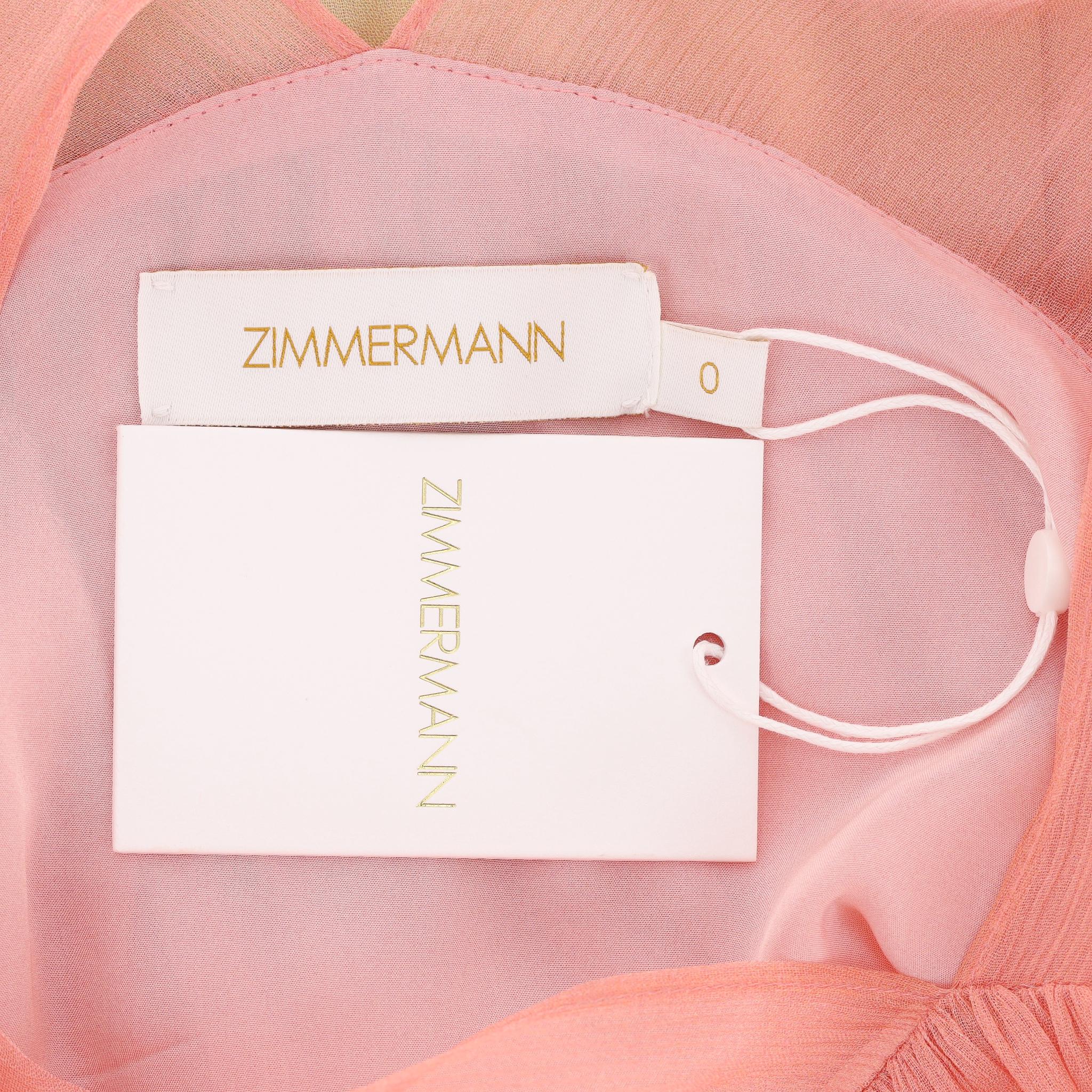 Donna Zimmermann - Top in chiffon con arricciature e sfumature in vendita