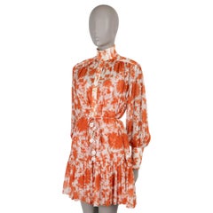 ZIMMERMANN orange cotton silk 2022 POSTCARD LANTERN FLORAL Dress 0 XS