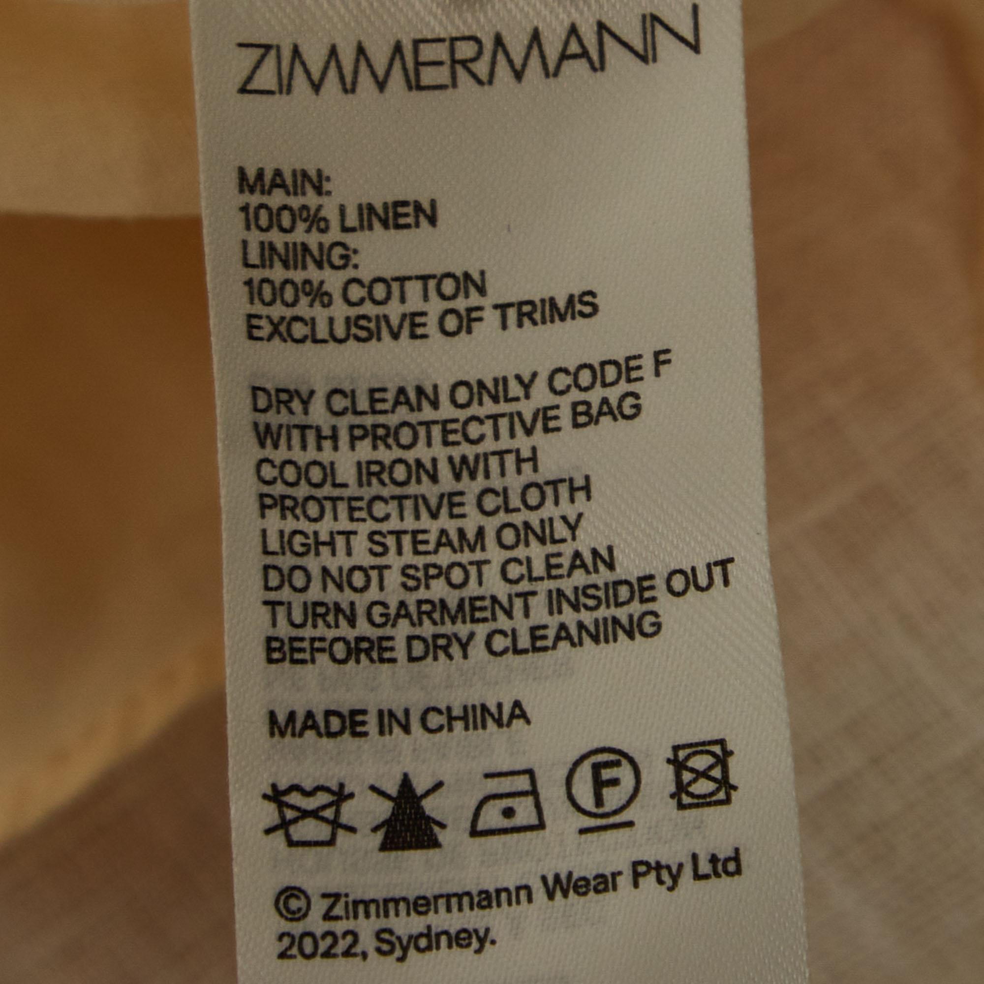 Women's Zimmermann Orange/Cream Printed Linen Midi Dress M