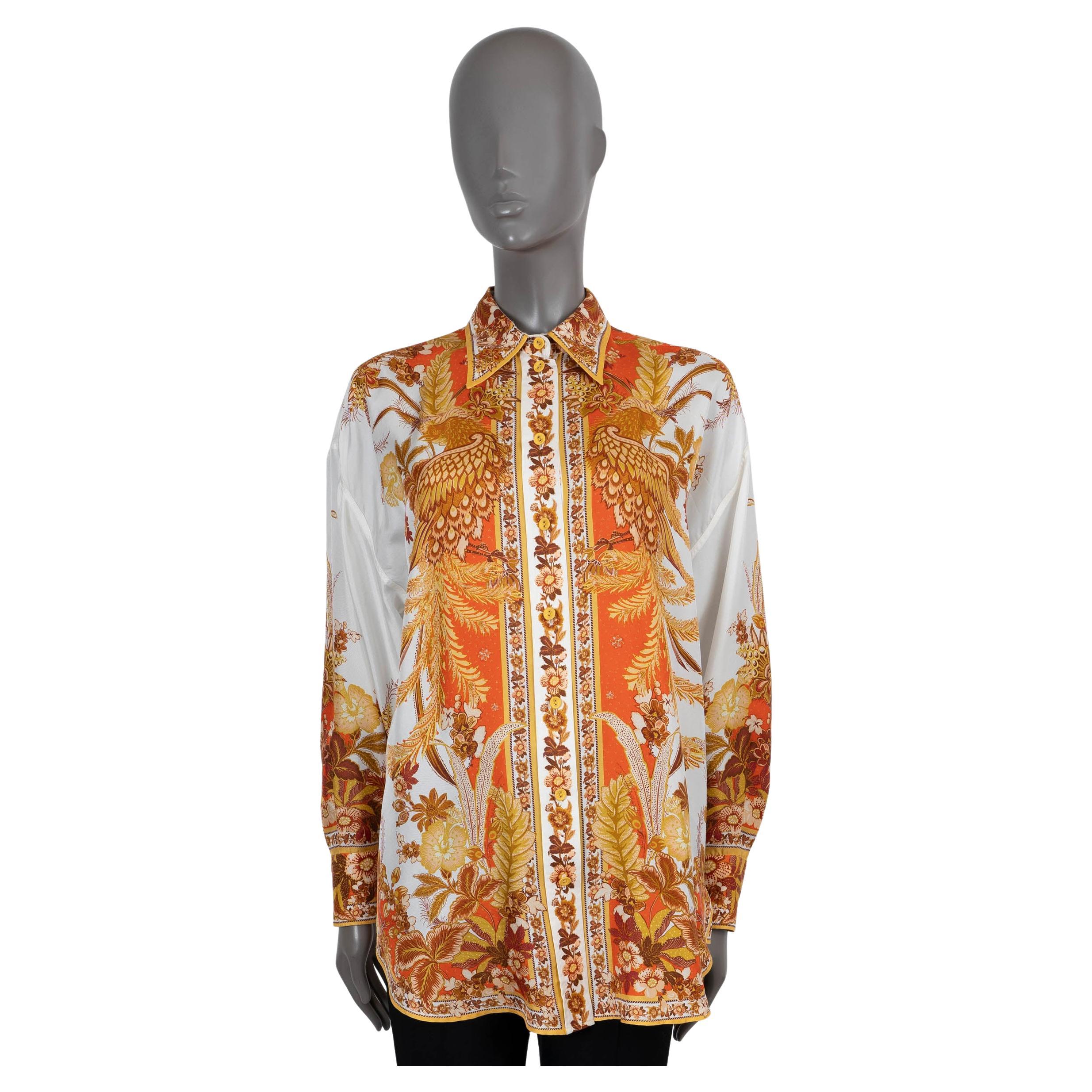 ZIMMERMANN orange & gold silk 2020 BRIGHTSIDE PLACEMENT Shirt 0 XS