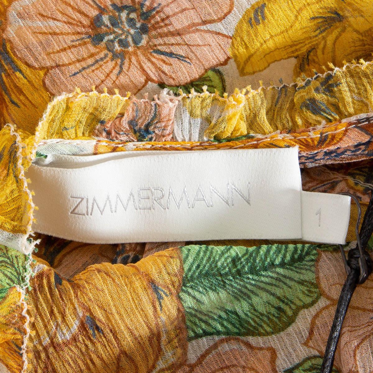 ZIMMERMANN orange & yellow silk FLORAL POPPY CHIFFON Dress 1 S For Sale 3