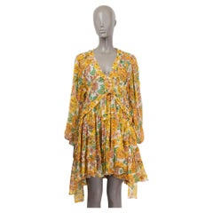 ZIMMERMANN orange & yellow silk FLORAL POPPY CHIFFON Dress 1 S