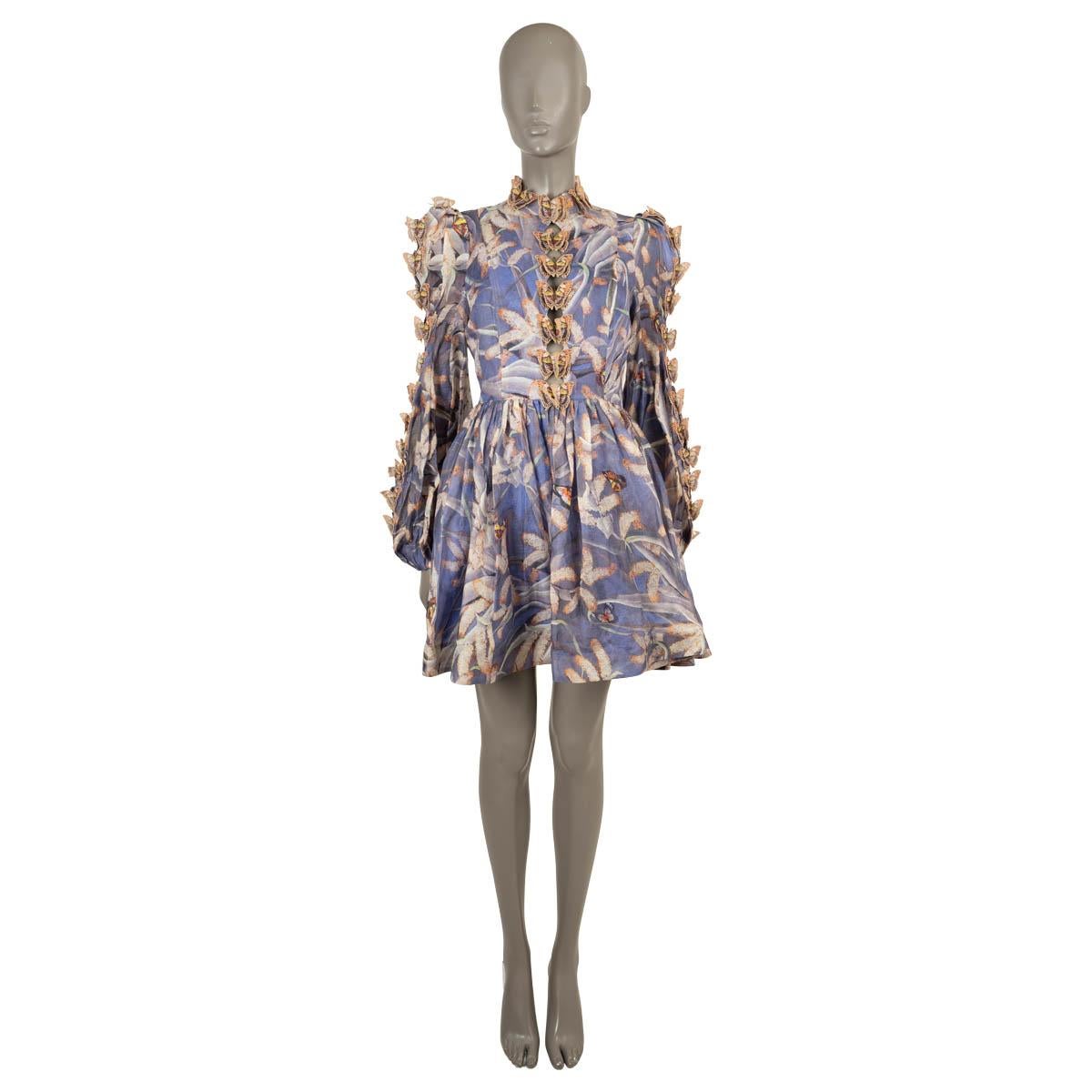 Women's ZIMMERMANN Pandanus purple linen 2020 BOTANICA BUTTERFLY MINI Dress 1 S For Sale