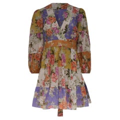 Minivestido cruzado de voile con cinturón de Zimmermann Pattie, en algodón con estampado floral