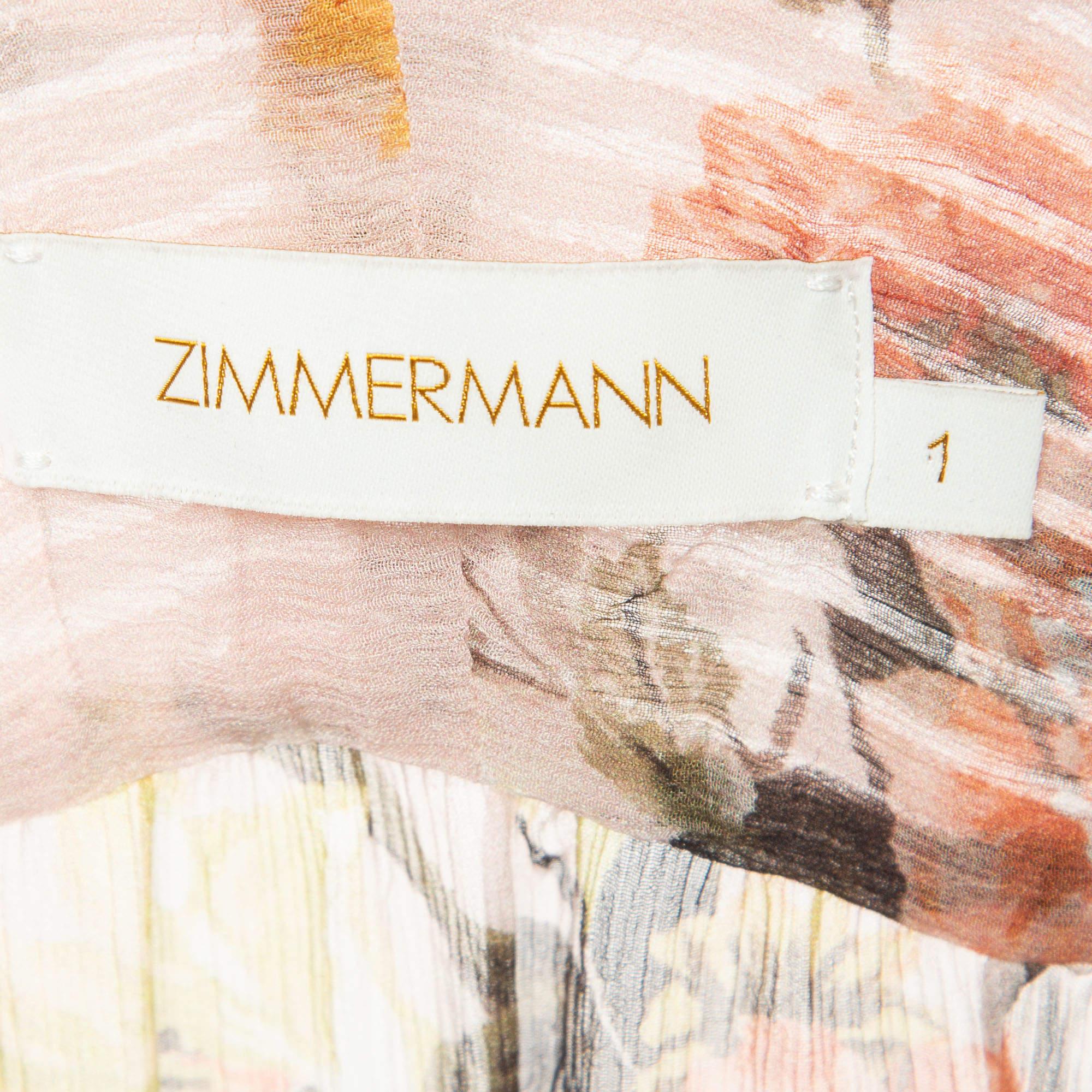 Zimmermann Peach Floral Printed Silk Mini Dresses M In Excellent Condition In Dubai, Al Qouz 2
