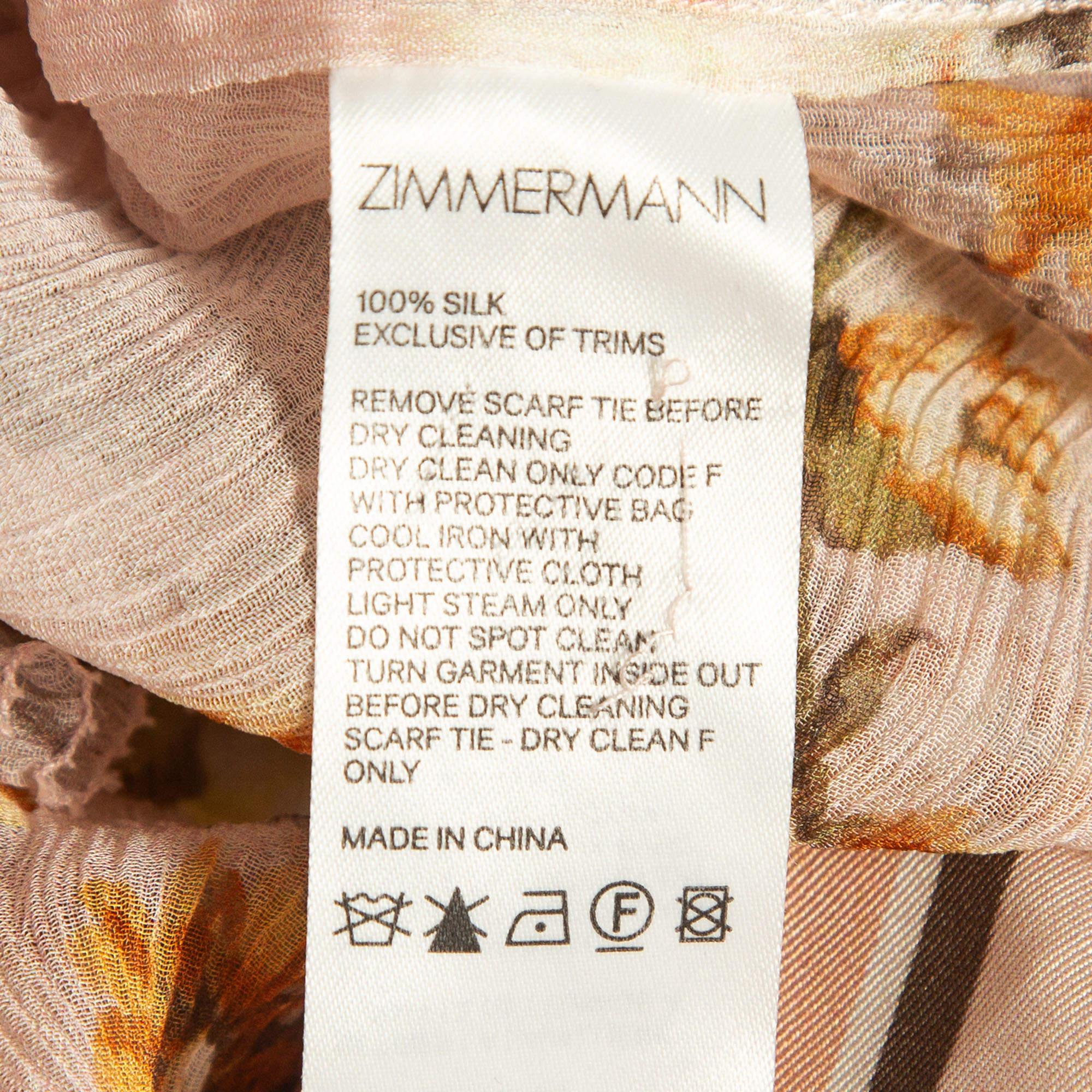 Women's Zimmermann Peach Floral Printed Silk Mini Dresses M