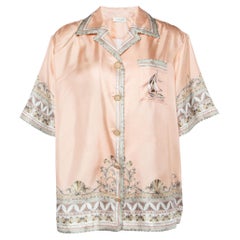 Zimmermann Peach Pink Odyssey Printed Silk High Tide Oversized Shirt S