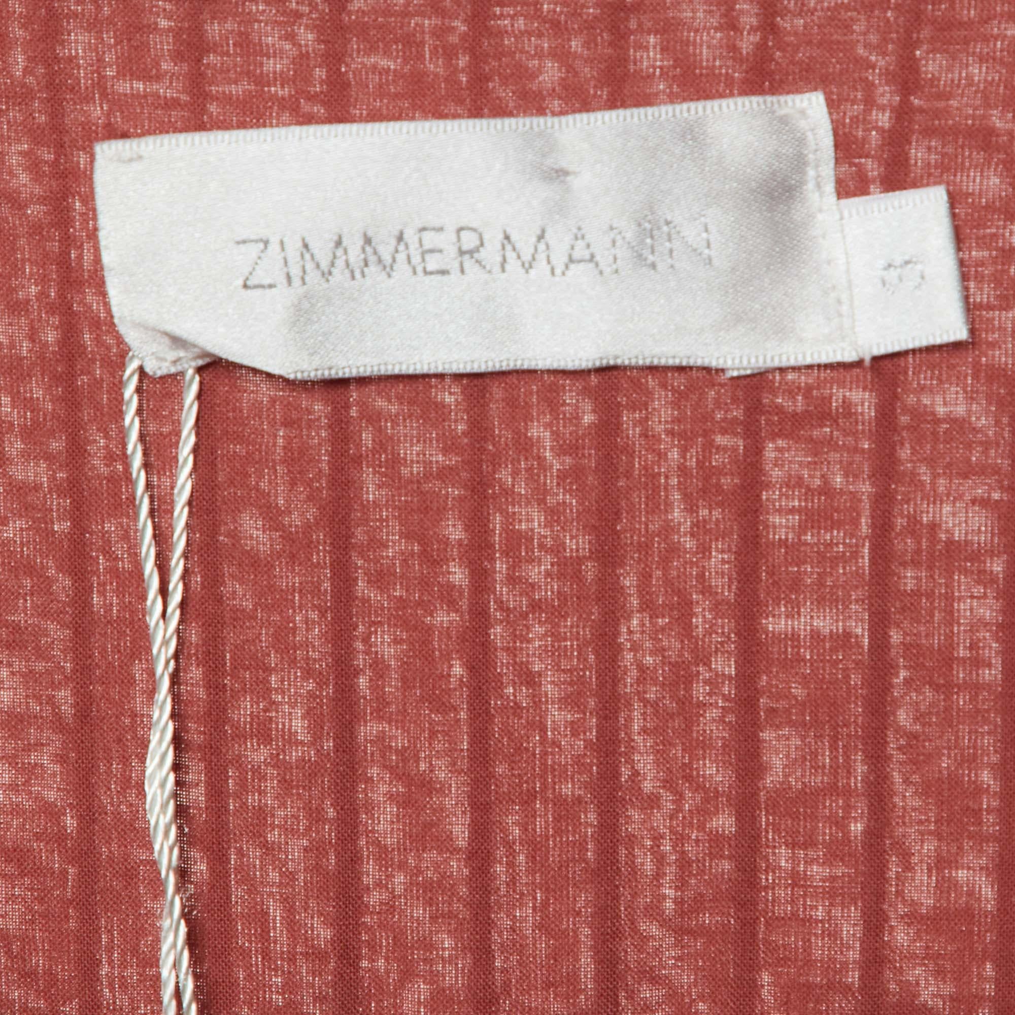 Women's Zimmermann Pink Broderie Anglaise Cotton Corsair Tiered Dress L